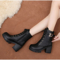 High-Heeled Platform Ankle Boots