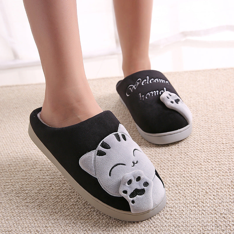 Non-Slip Soft Home Slippers With Cartoon Embroidery