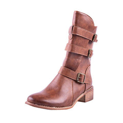 Westernstiefel aus PU-Leder mit Schnallen 