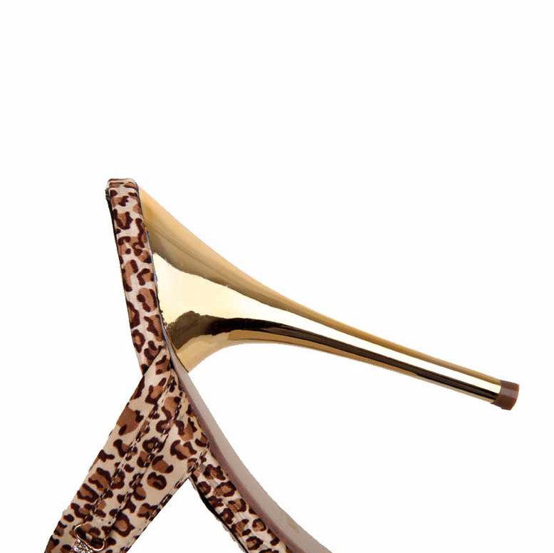 Chanclas de tacón alto para mujer con estampado de leopardo