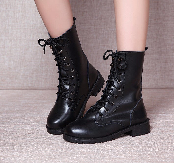 Casual Lace-Up Motorcycle Boots