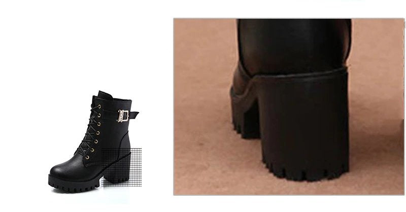 High-Heeled Platform Ankle Boots