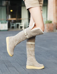 Botas altas cálidas de moda para mujer con plataforma