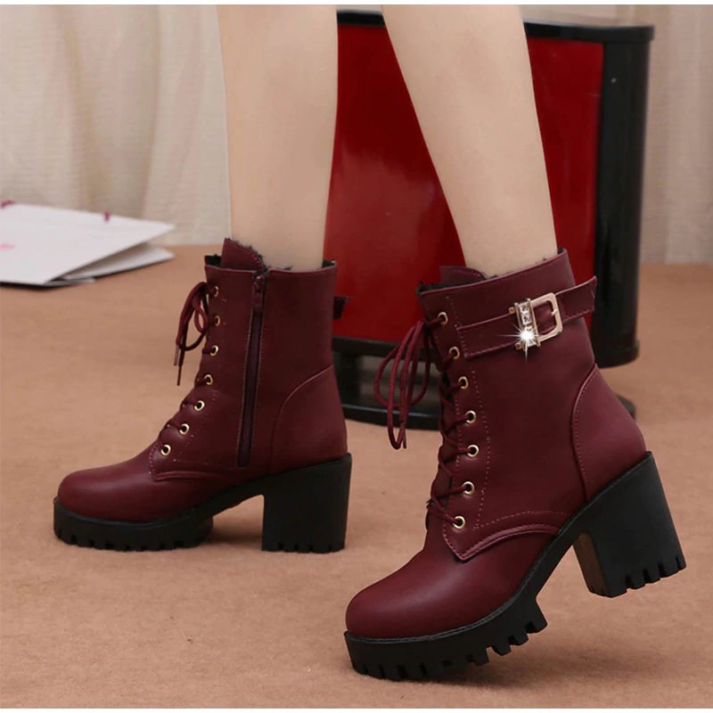 High-Heeled Platform Ankle Boots