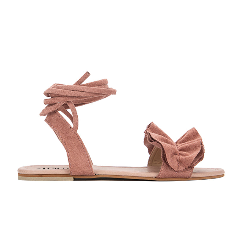Ankle Strap Flat Sandals With Ruffles