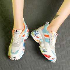 Colorful Lace-Up High Platform Sneakers