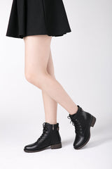 Round Toe Lace-Up Ankle Boots