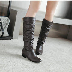 Low-Heeled High Boots
