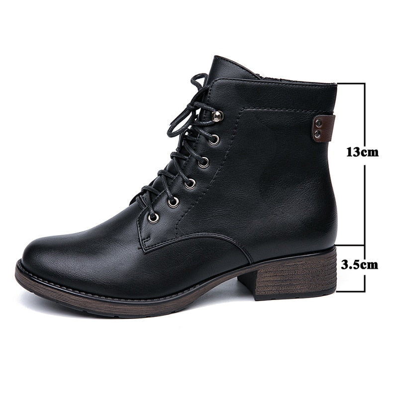 Round Toe Lace-Up Ankle Boots