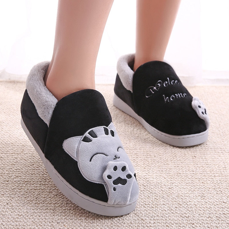 Non-Slip Soft Home Slippers With Cartoon Embroidery