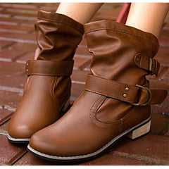 Vintage Flat Boots With Buckles