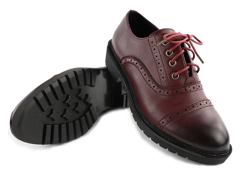 Zapatos Oxford informales de piel sintética con cordones 