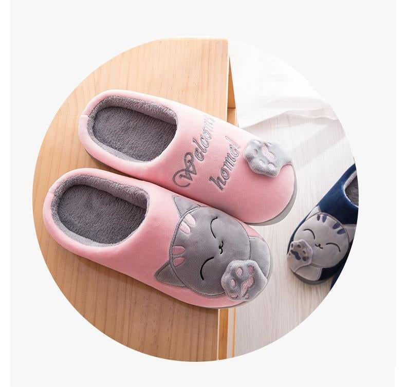 Non-Slip Soft Home Slippers With Cartoon Embroidery