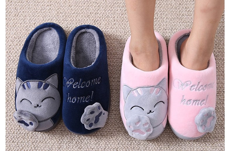 Non-Slip Soft Home Slippers With Cartoon Embroidery