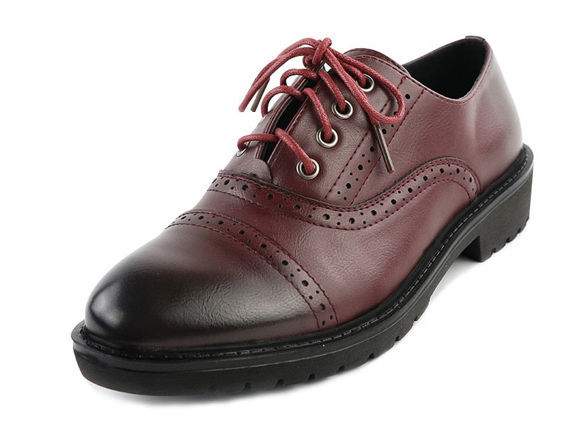 Casual PU Leather Lace-Up Oxfords