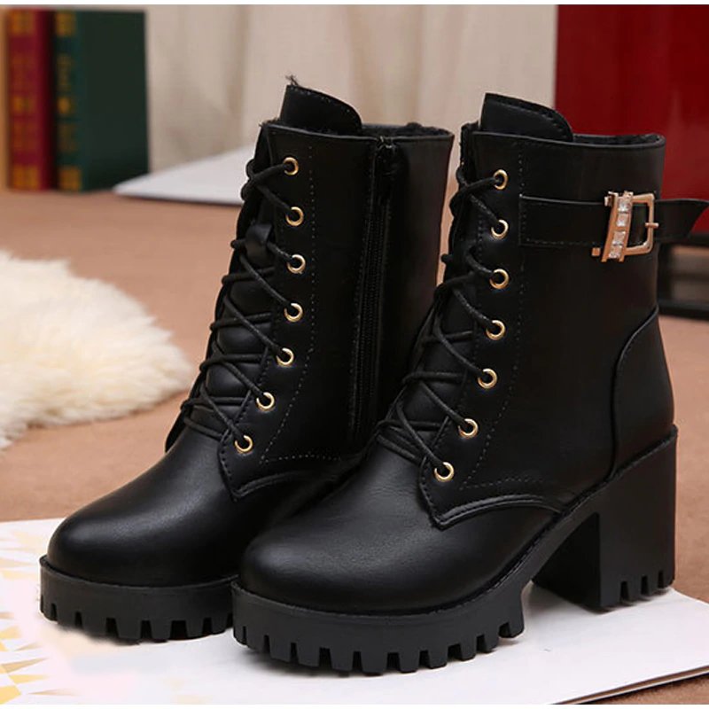 High-Heeled Platform Ankle Boots