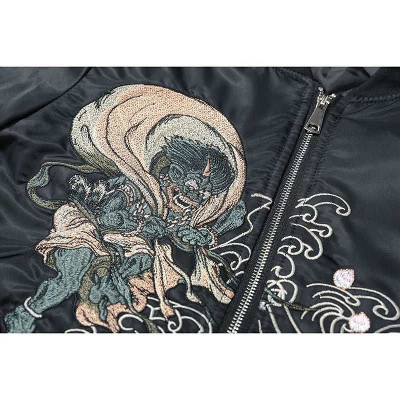 Men's Japanese Embroidery MA1 Jacket Streetwear Hip Hop