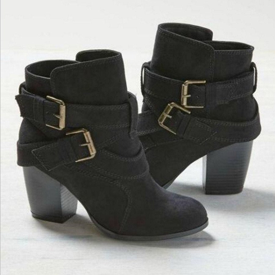 Soft Leather Mid-Heeled Ankle Boots