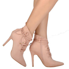 Lace-Up High-Heeled Ankle Boots