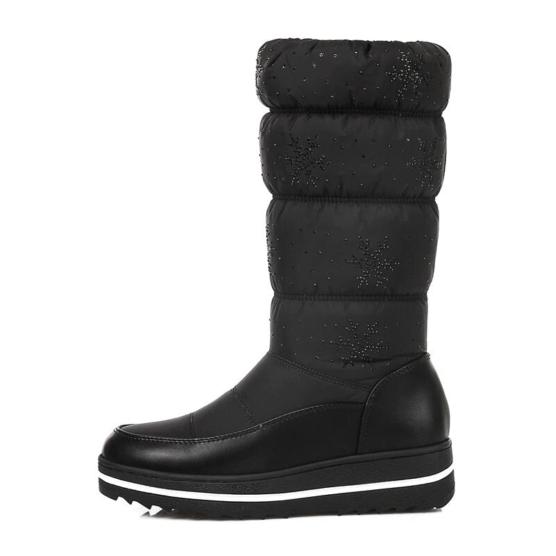 Thick Mid-Calf Snow Boots With Velvet Lining