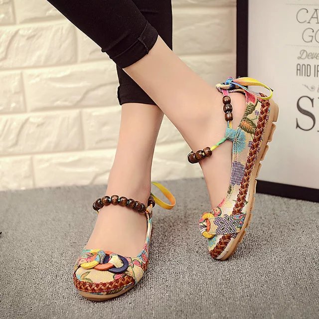 Ethnic Style Lacing Loafers