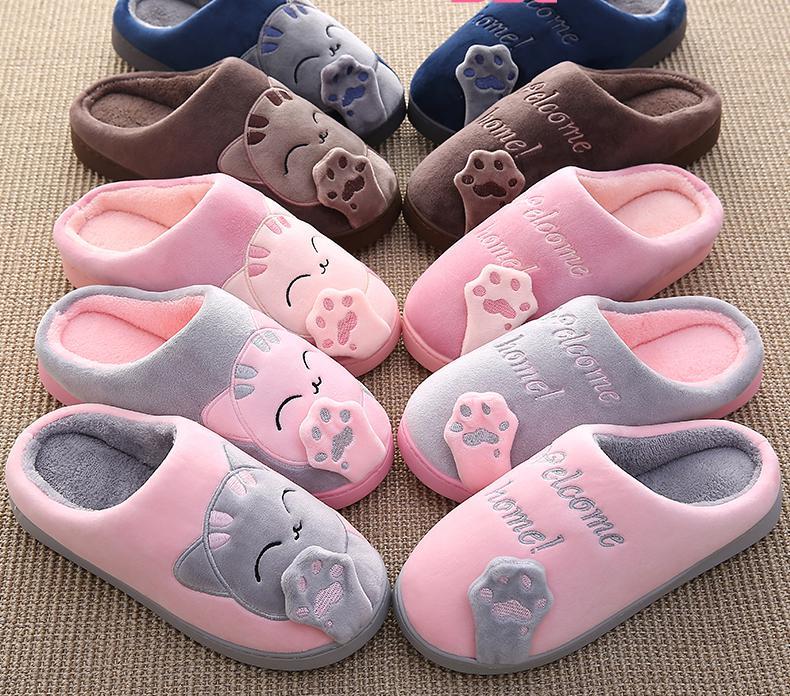 Non-Slip Soft Home Slippers With Cartoon Embroidery