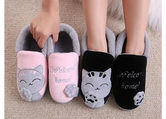 Non-Slip Soft Home Slippers With Cartoon Embroidery