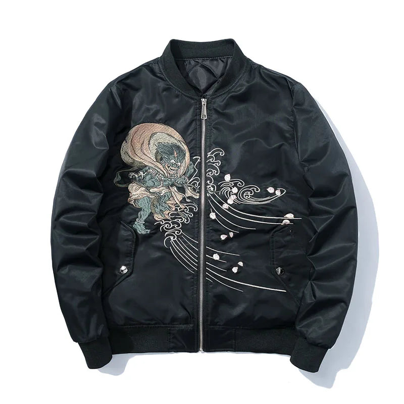 Men's Japanese Embroidery MA1 Jacket Streetwear Hip Hop