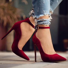 Curve High-Heeled Pumps With Buckles