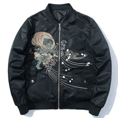 Men's Japanese Embroidery MA1 Jacket Streetwear Hip Hop