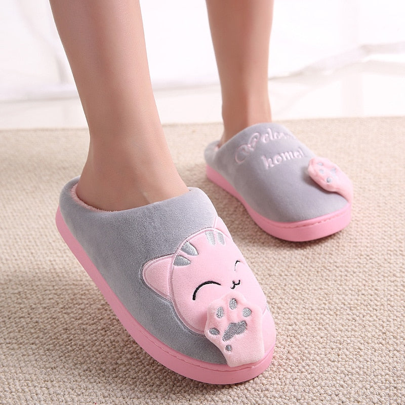 Non-Slip Soft Home Slippers With Cartoon Embroidery