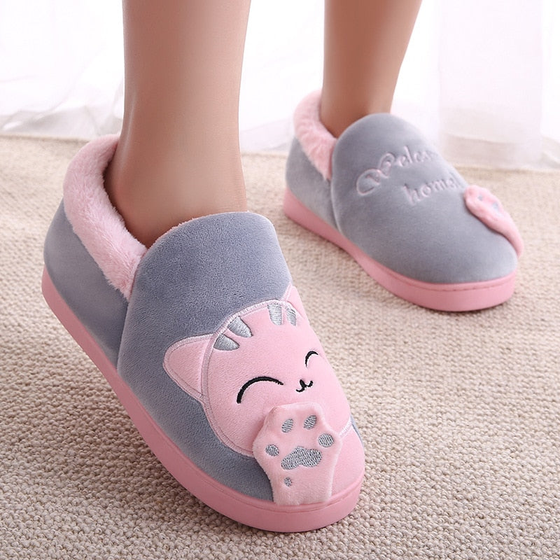 Non-Slip Soft Home Slippers With Cartoon Embroidery