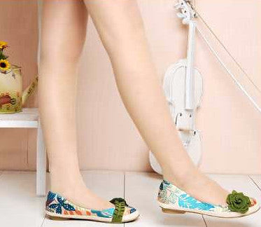 Zapatos planos casuales y elegantes para mujer con estampado floral