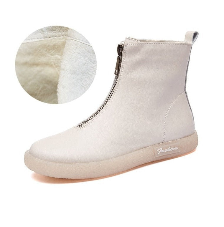 Flache Stiefeletten aus Leder für Damen