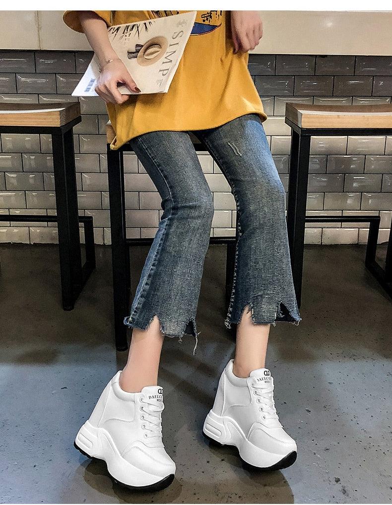 Leather High Platform Sneakers for Women