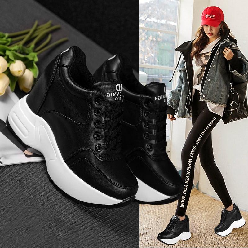 Leather High Platform Sneakers for Women