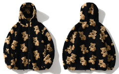 Unisex Furry Bear Streetwear Zip-up Jacket