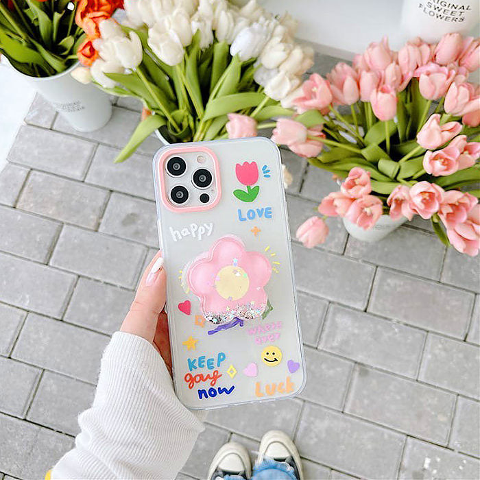 Funda para iPhone con diseño de flor feliz 