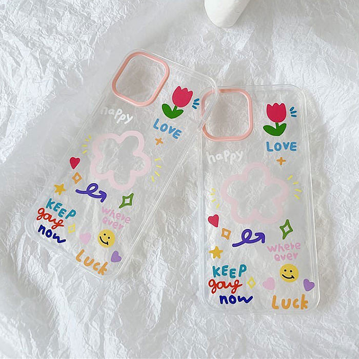 Funda para iPhone con diseño de flor feliz 