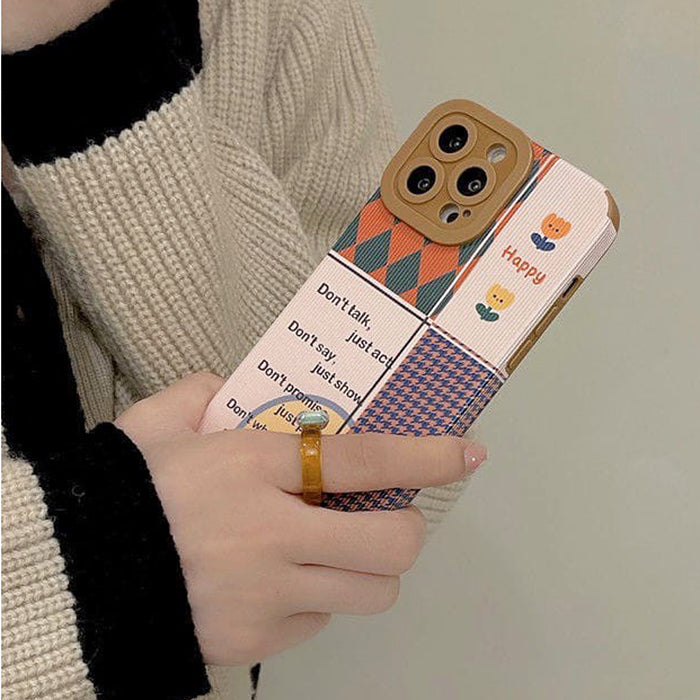 Funda para iPhone con diseño de patchwork feliz