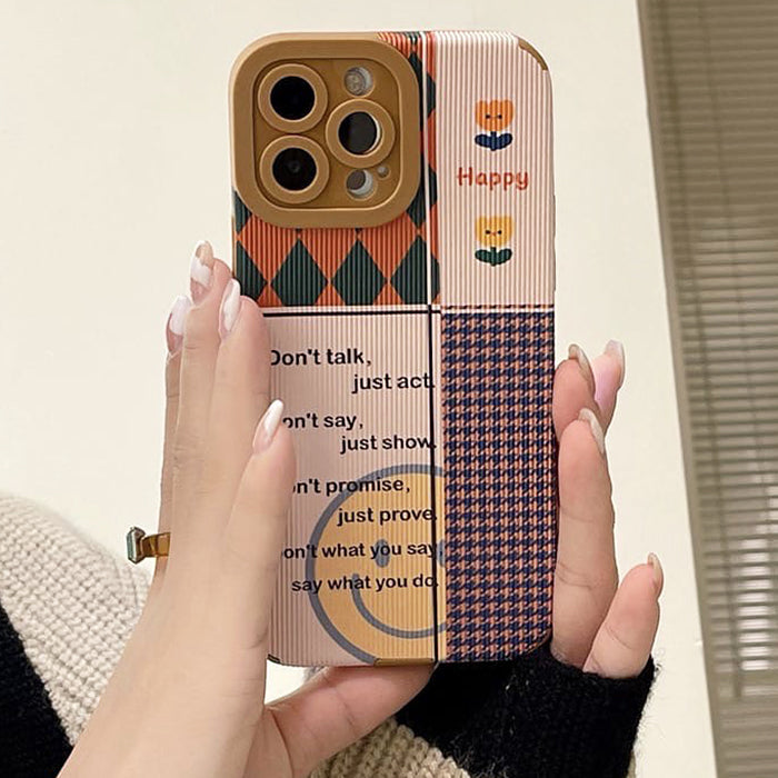 Funda para iPhone con diseño de patchwork feliz