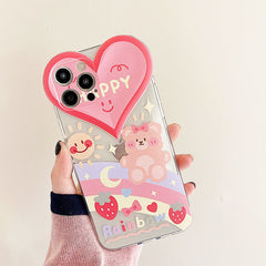 Funda para iPhone con diseño de oso arcoíris feliz 