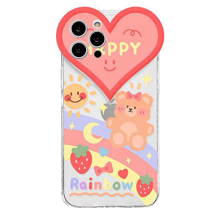 Funda para iPhone con diseño de oso arcoíris feliz 