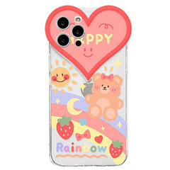 Funda para iPhone con diseño de oso arcoíris feliz 