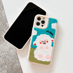 Funda para iPhone con bordado de ovejas felices