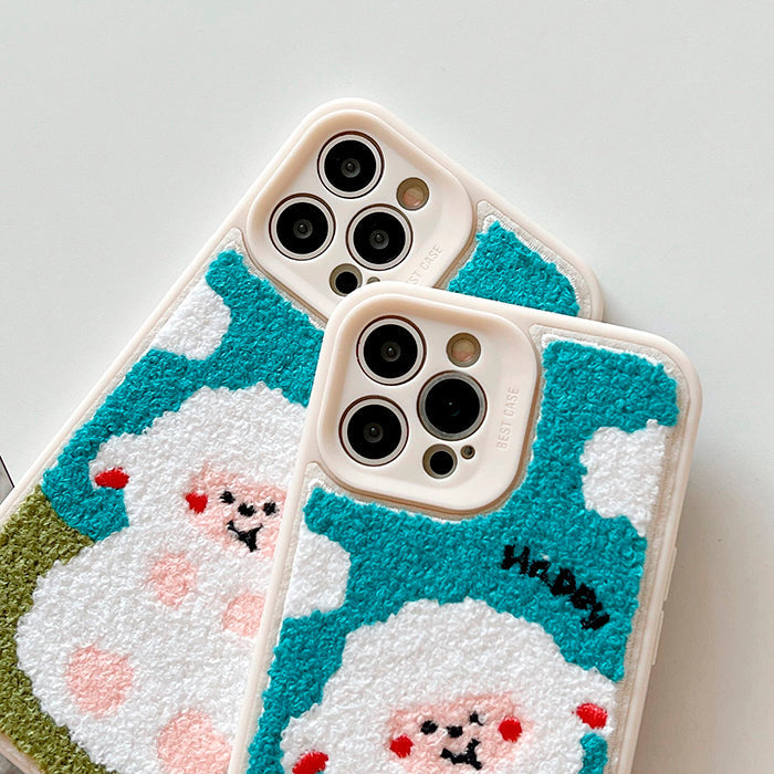 Funda para iPhone con bordado de ovejas felices