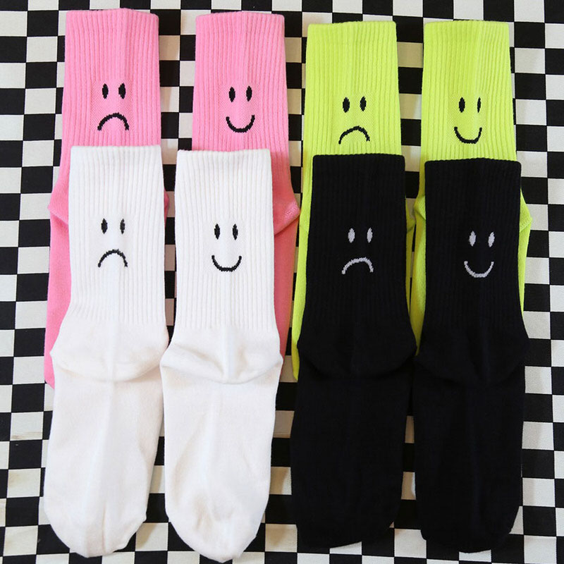 Happy & Sad Face Print Socks