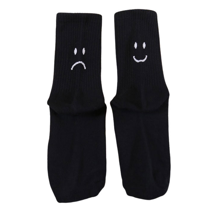 Happy & Sad Face Print Socks