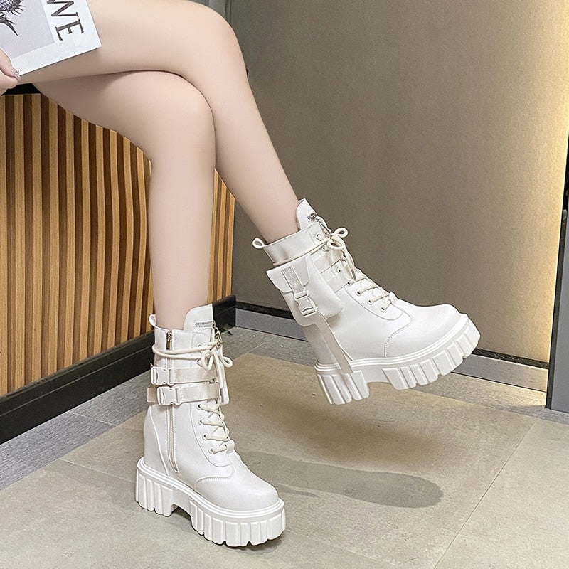 Round Toe Platform Boots for Women