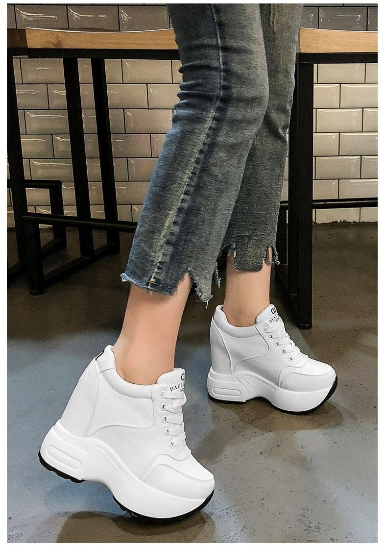 Leather High Platform Sneakers for Women